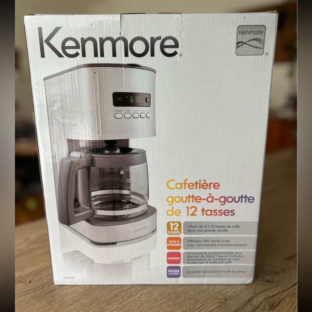 Kenmore 12 Cup Programmable Coffee Maker, Stainless Steel, with Reusable Filter